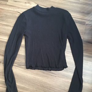 Cropped mock neck top